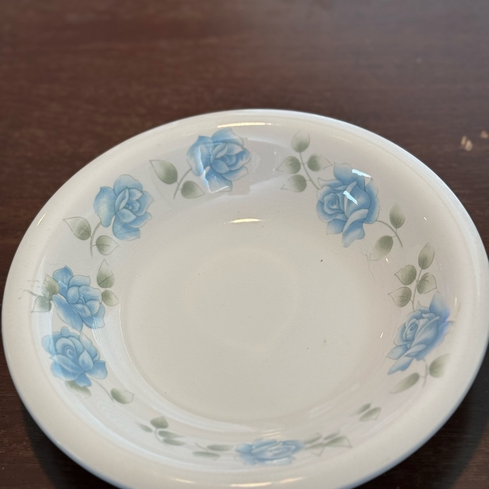 Floral Blue and White Bowl with Roses